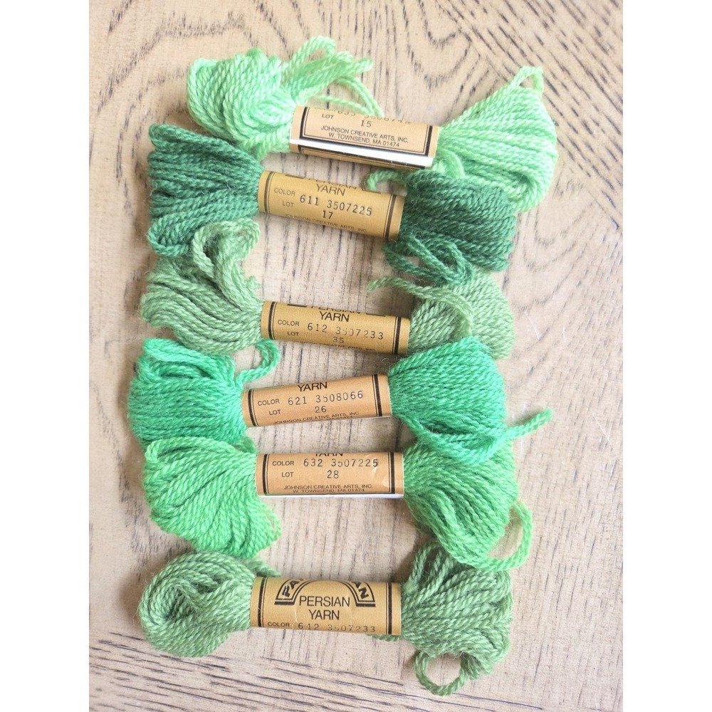Paternayan Yarn Persian 100% Virgin Wool Yarn Lot New Needlepoint Greens NOS 8yd